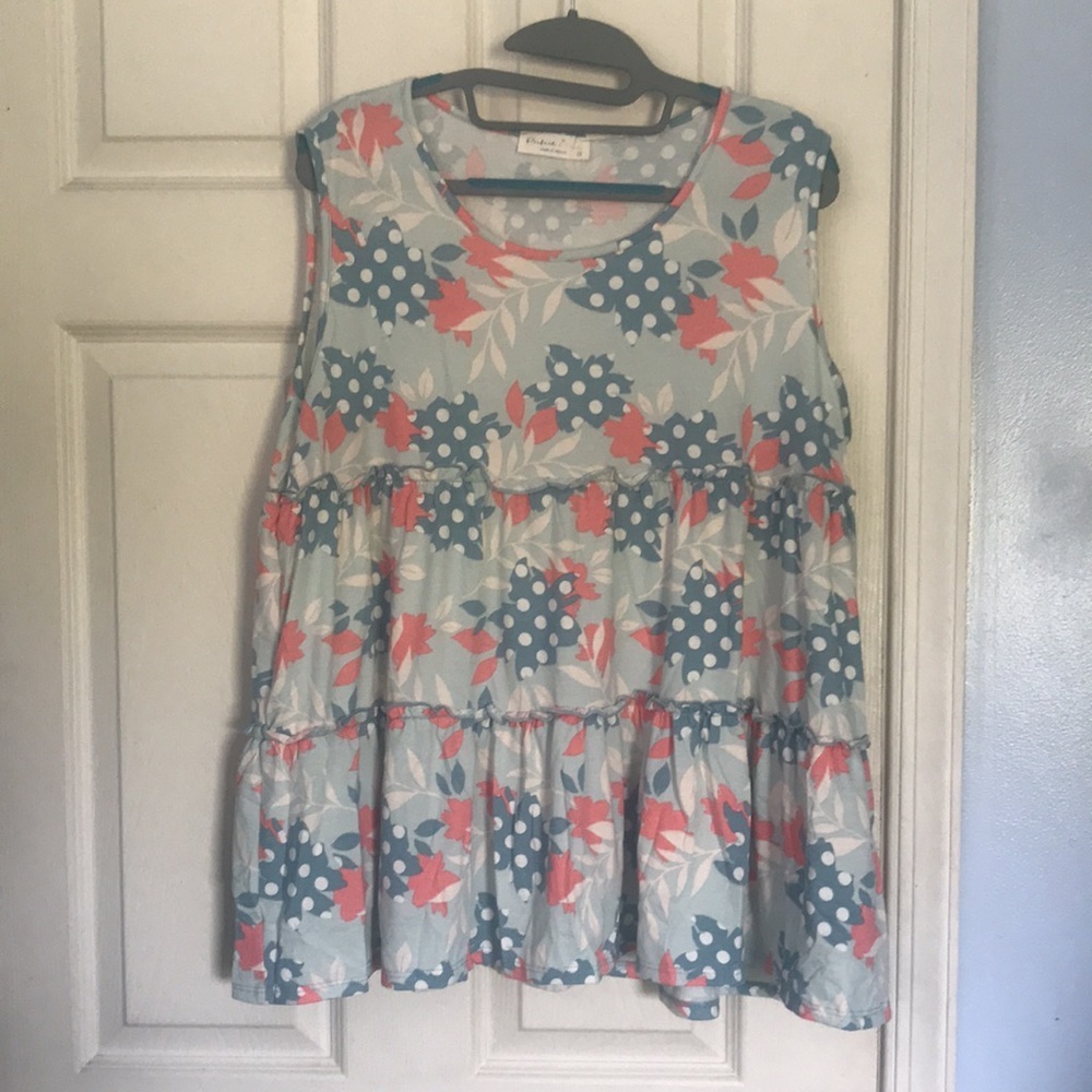 Perfect Peach Plus size floral print pull merrow tank top mint - Picture 8 of 11